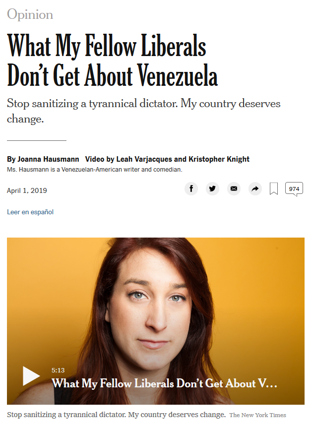 NYT: What My Fellow Liberals Don’t Get About Venezuela