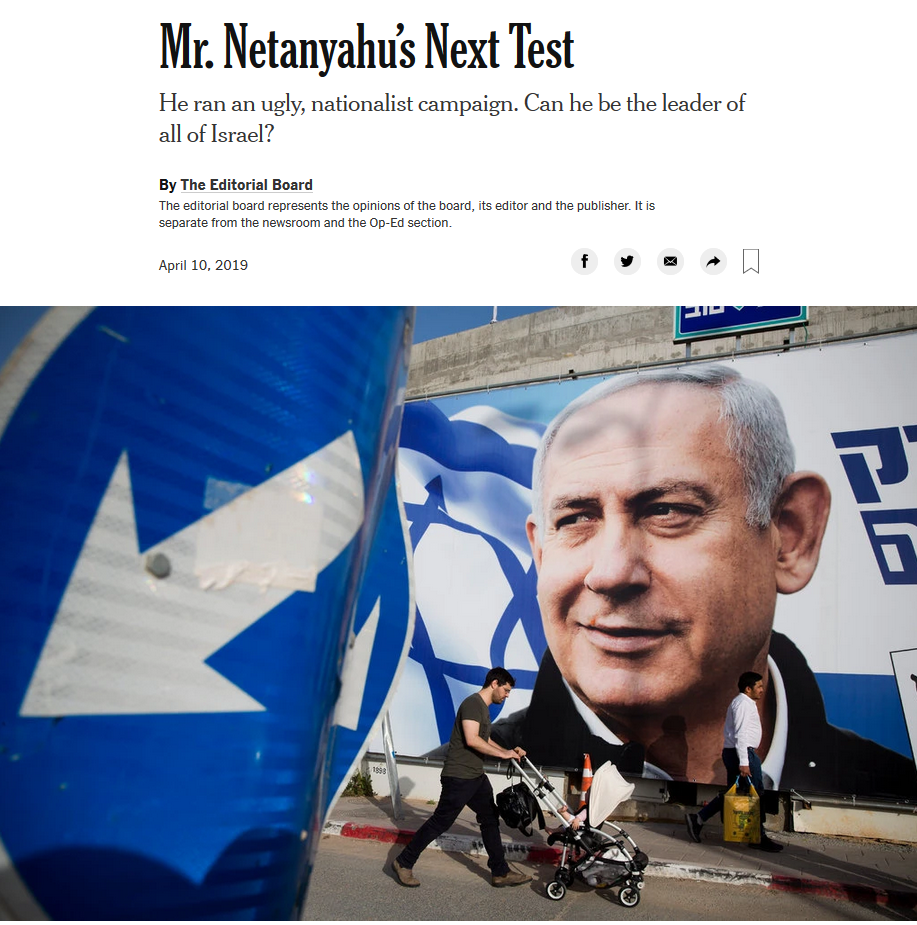 NYT: Mr. Netanyahu's Next Test
