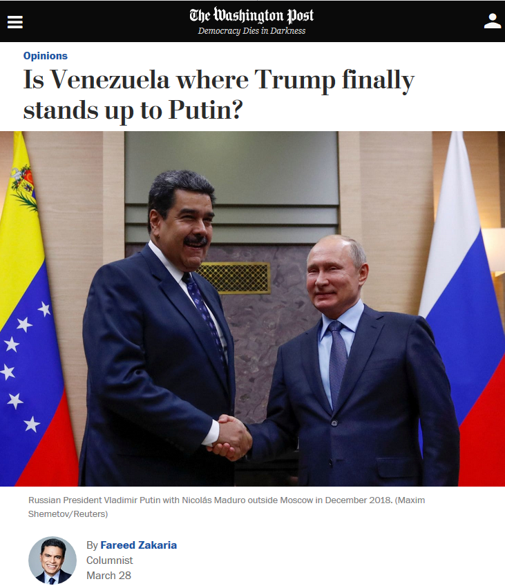 WaPo: Is Venezuela Where Trump Finally Stands Up to Putin