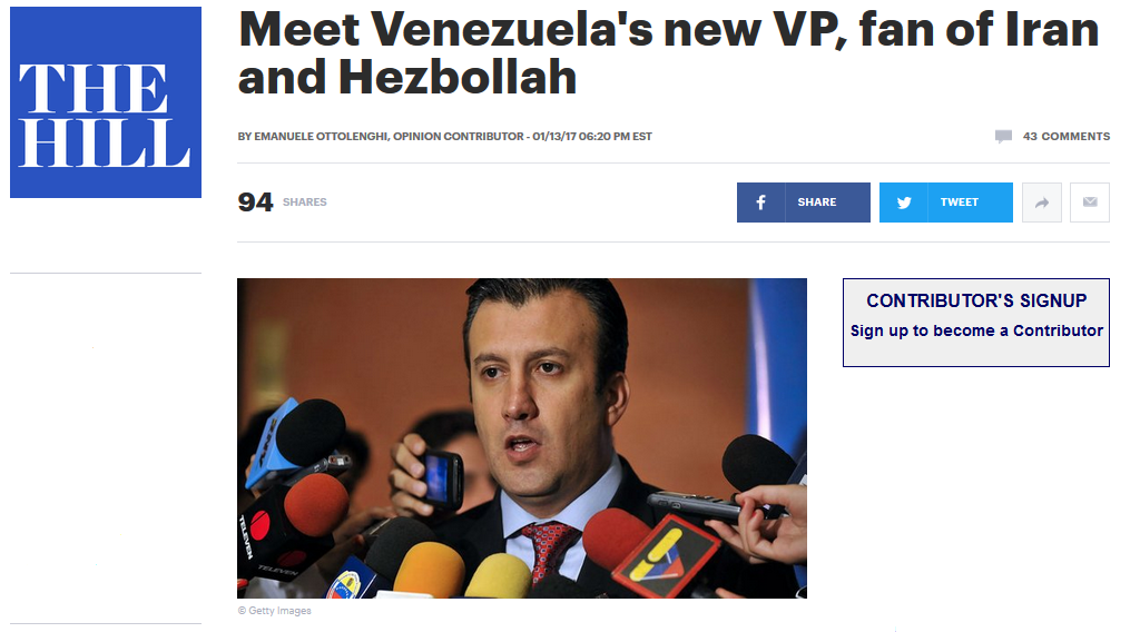 The Hill: Meet Venezuela's new VP, fan of Iran and Hezbollah