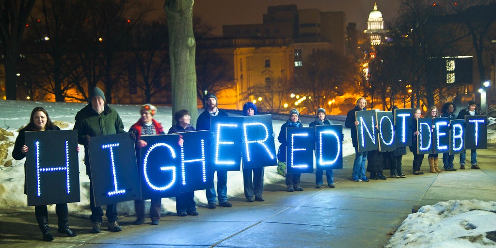 Higher Ed, Not Debt: Protest at Madison, Wisconsin (cc photo: Joe Brusky)