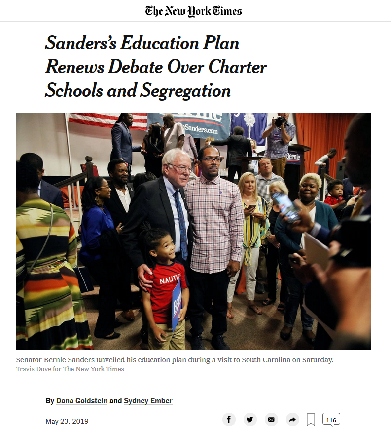 NYT: Sanders’s Education Plan Renews Debate Over Charter Schools and Segregation