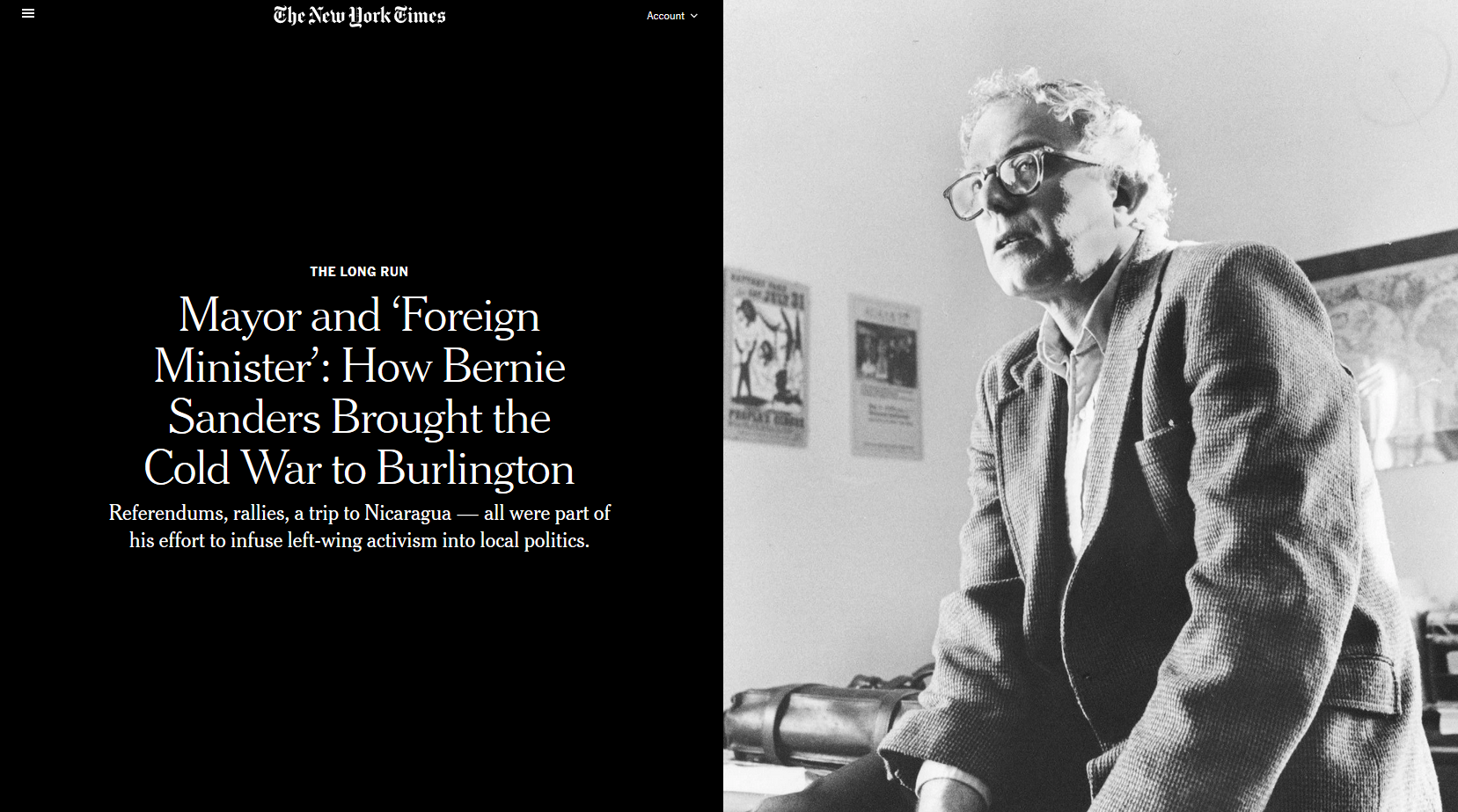 NYT: Mayor and ‘Foreign Minister’: How Bernie Sanders Brought the Cold War to Burlington