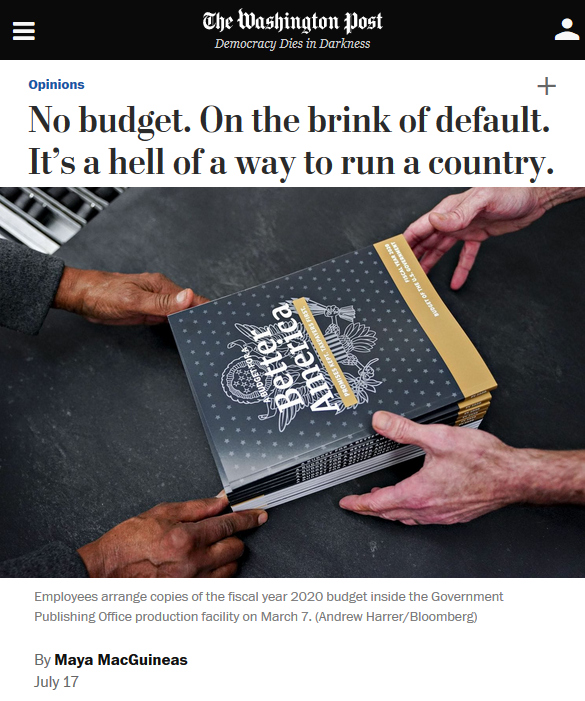 WaPo: No budget. On the brink of default. It’s a hell of a way to run a country.