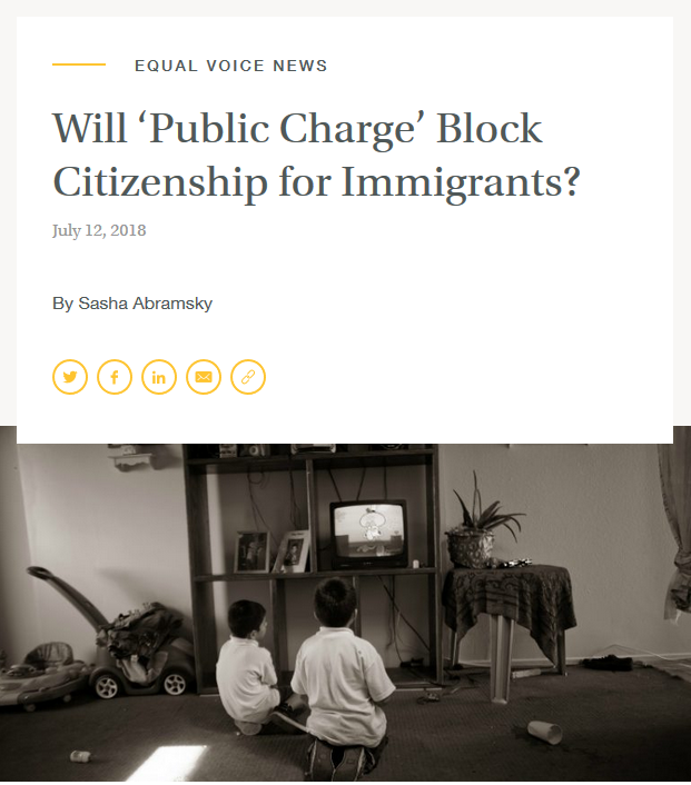 Equal Voice News: Will ‘Public Charge’ Block Citizenship for Immigrants?