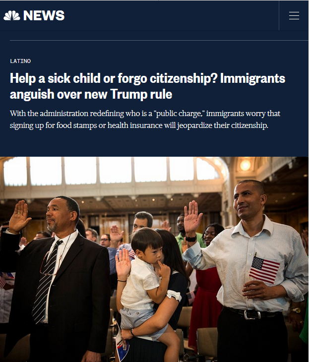 NBC: Help a sick child or forgo citizenship? Immigrants anguish over new Trump rule