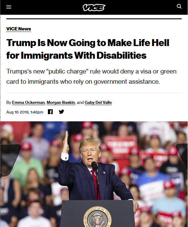 Vice: Trump Is Now Going to Make Life Hell for Immigrants With Disabilities