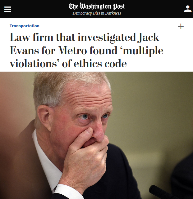 WaPo: Law firm that investigated Jack Evans for Metro found ‘multiple violations’ of ethics code