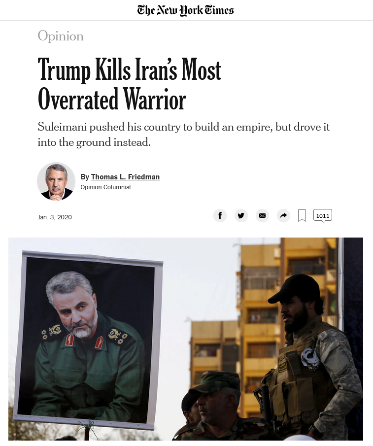 NYT: Trump Kills Iran’s Most Overrated Warrior