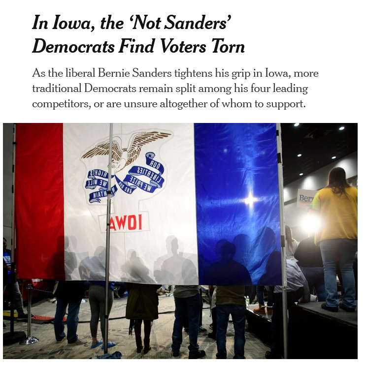 NYT: In Iowa, the ‘Not Sanders’ Democrats Find Voters Torn