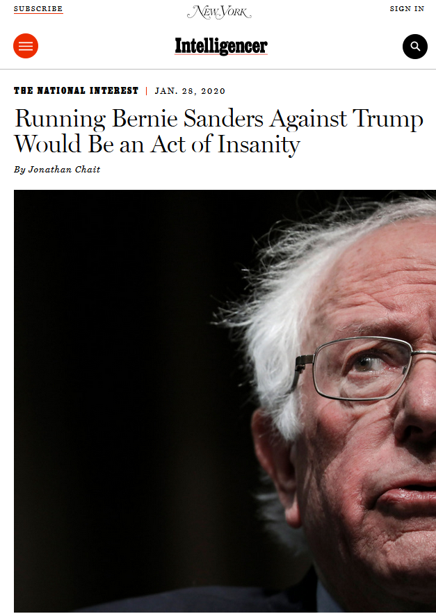 New York: Running Bernie Sanders Against Trump Would Be an Act of Insanity