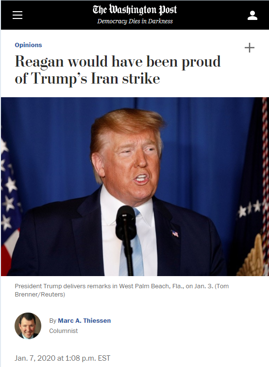 WaPo: Reagan would have been proud of Trump’s Iran strike