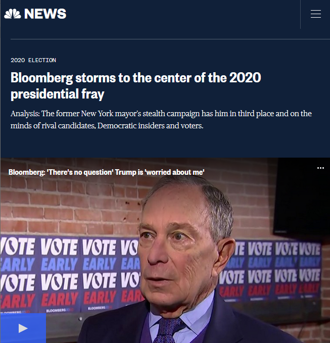 NBC: Bloomberg storms to the center of the 2020 presidential fray