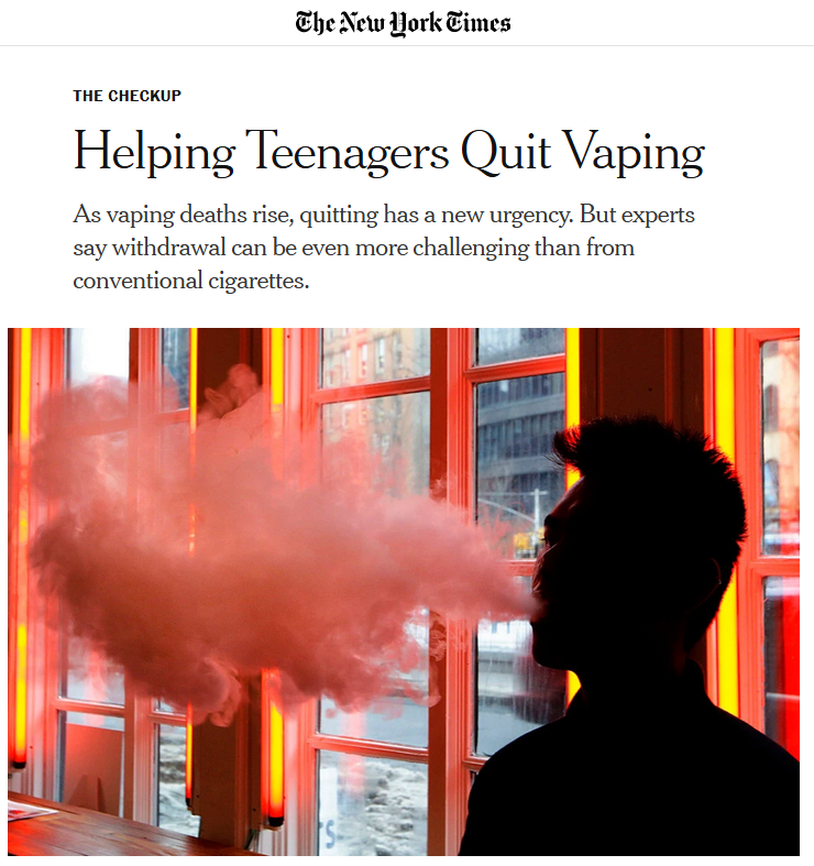 NYT: Helping Teenagers Quit Vaping