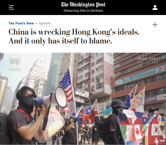 WaPo: China is wrecking Hong Kong’s ideals. And it only has itself to blame.
