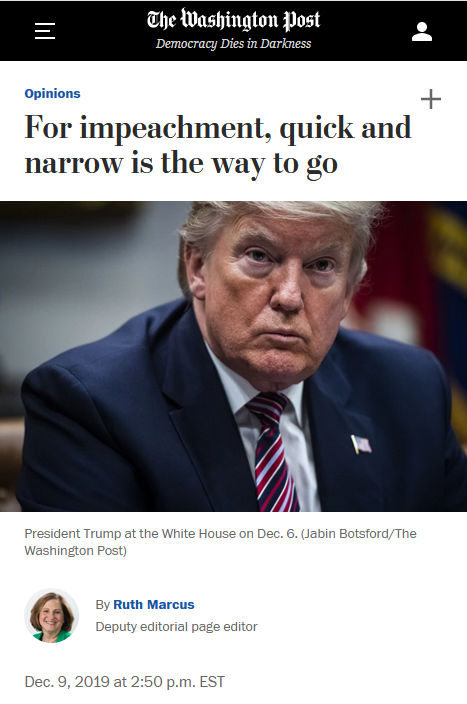 WaPo: For impeachment, quick and narrow is the way to go