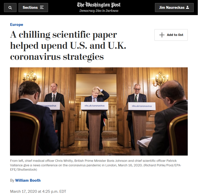 WaPo: A chilling scientific paper helped upend U.S. and U.K. coronavirus strategies