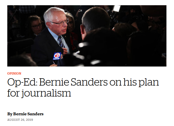 CJR: Bernie Sanders on his plan for journalism