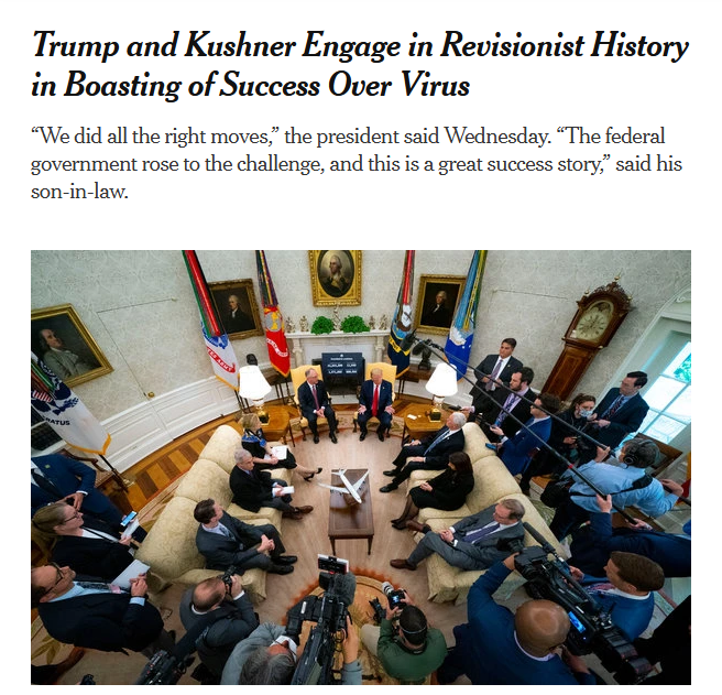 NYT: Trump and Kushner Engage in Revisionist History in Boasting of Success Over Virus