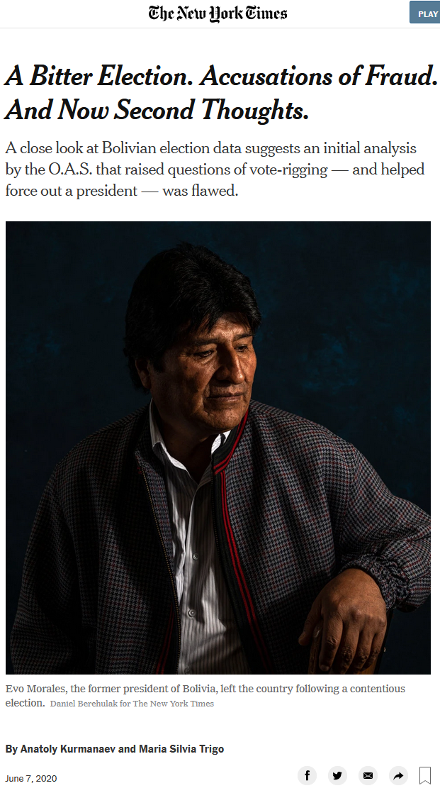 NYT: A Bitter Election. Accusations of Fraud. And Now Second Thoughts.