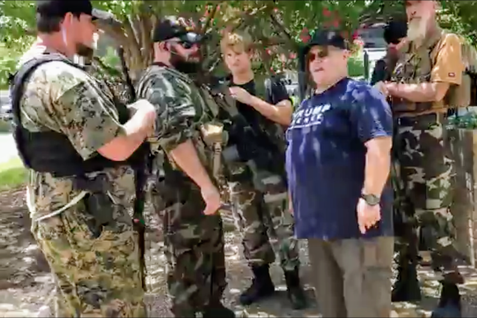 Armed paramilitaries at a rally in Tyler, Texas 