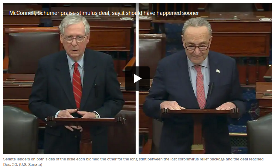 WaPo: McConnell, Schumer Praise Stimulus Deal, Say It Should Have Happened Sooner
