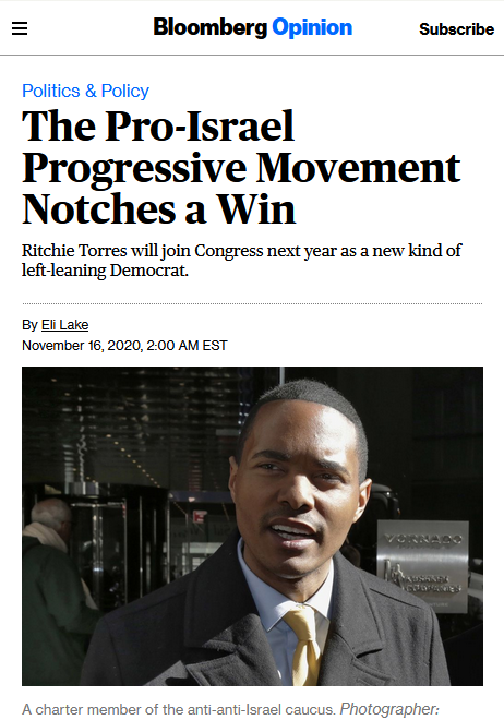 Bloomberg: The Pro-Israel Progressive Movement Notches a Win