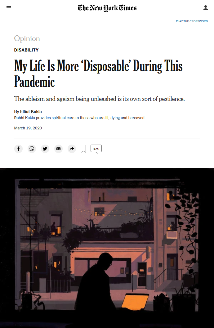NYT: My Life Is More ‘Disposable’ During This Pandemic