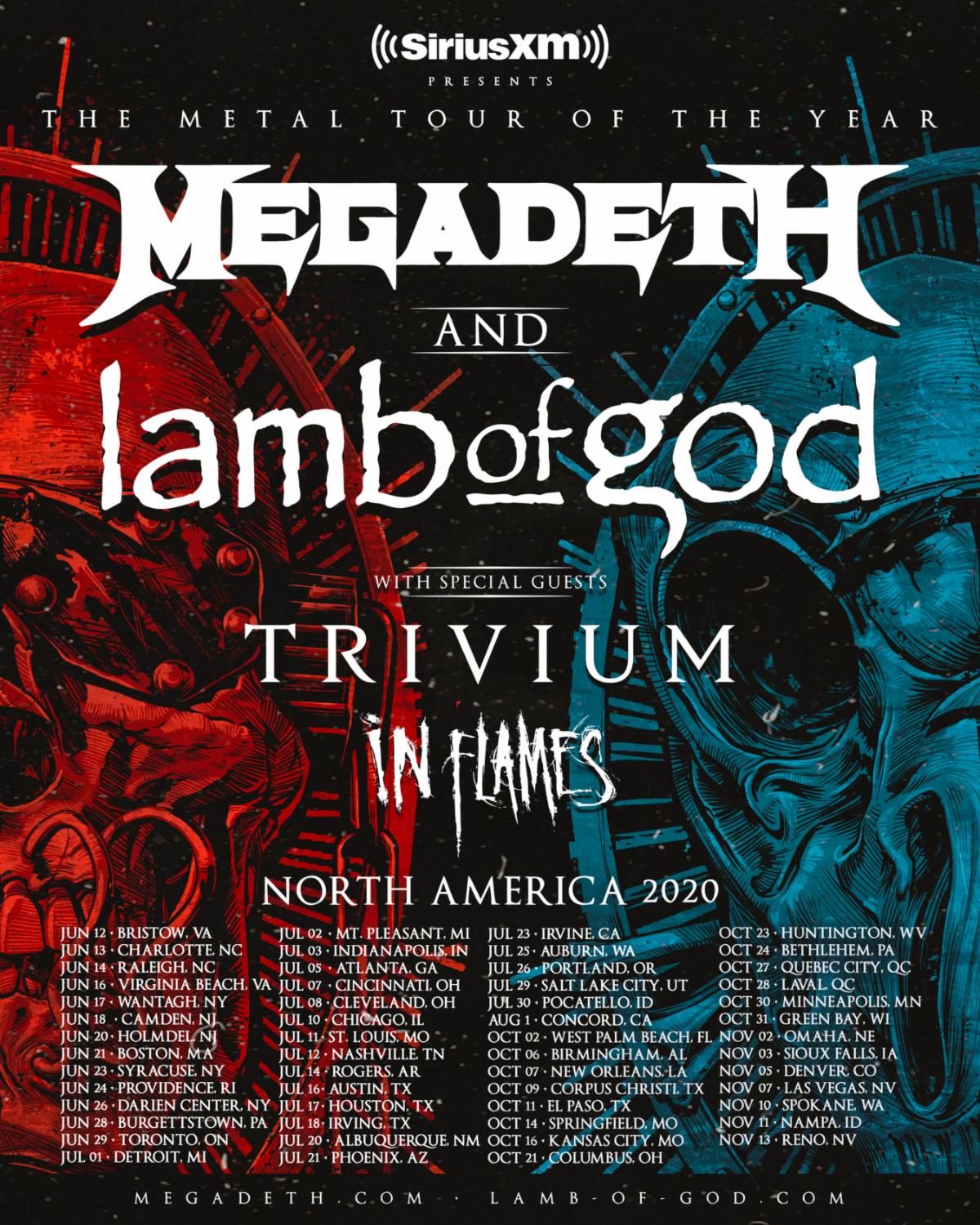 MEGADETH AND LAMB OF GOD ANNOUNCE MASSIVE 2020 CO-HEADLINE TOUR ACROSS NORTH AMERICA