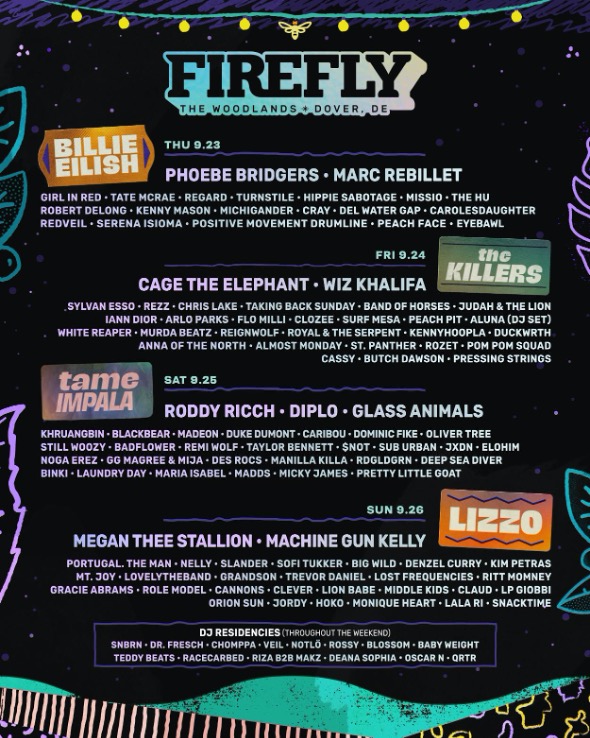 Firefly Announces Set Times for 2021 Festival