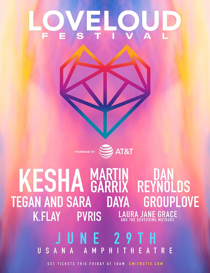 Imagine Dragons' Dan Reynolds To Host 3rd Annual LOVELOUD Festival Powered By AT&T Featuring A Headlining Performance From Kesha, As Well As A Star-Studded Lineup To Include Martin Garrix, Dan Reynolds, Tegan & Sara, Daya, Grouplove, K. Flay, PVRIS, Laura Jane Grace And More To Be Announced