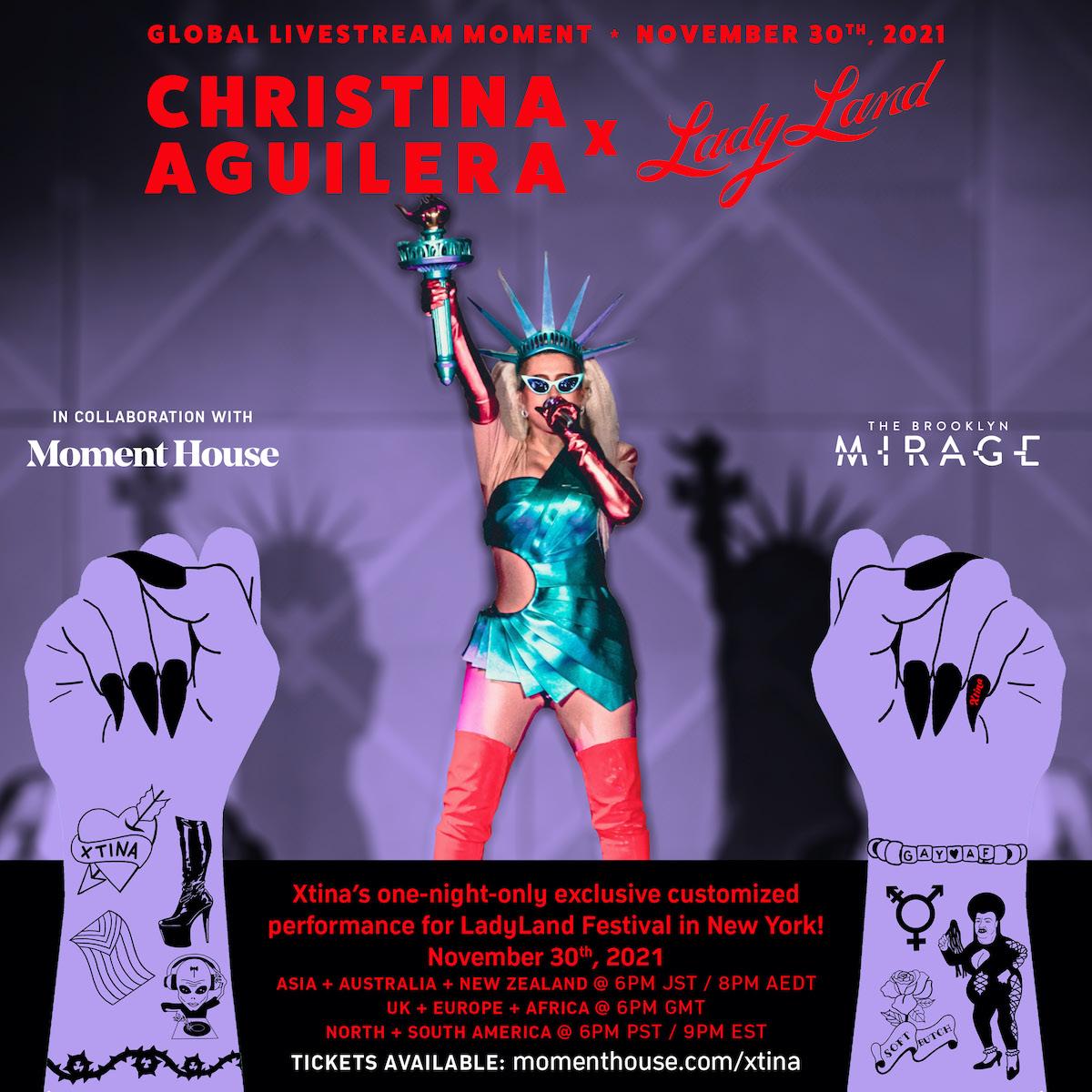 Christina Aguilera’s Ladyland 2021 Headlining Performance To Stream On Moment House For One Night Only