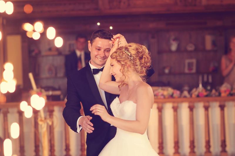Capture of  a Happy bridal couple dancing