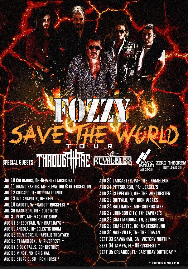 Fozzy Announces Rescheduled Save The World Tour Dates