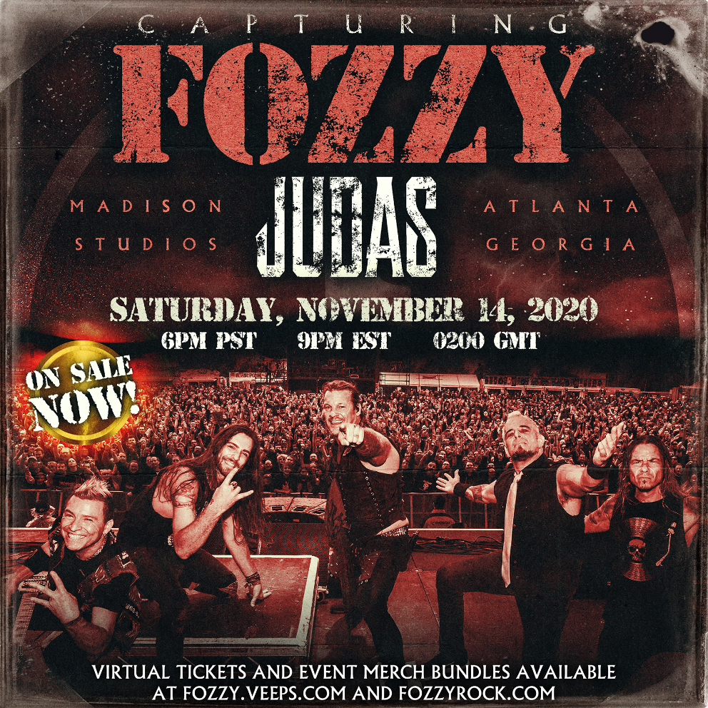 Fozzy Announces Capturing Judas Livestream on Saturday, November 14th at 9PM EST on Veeps.com