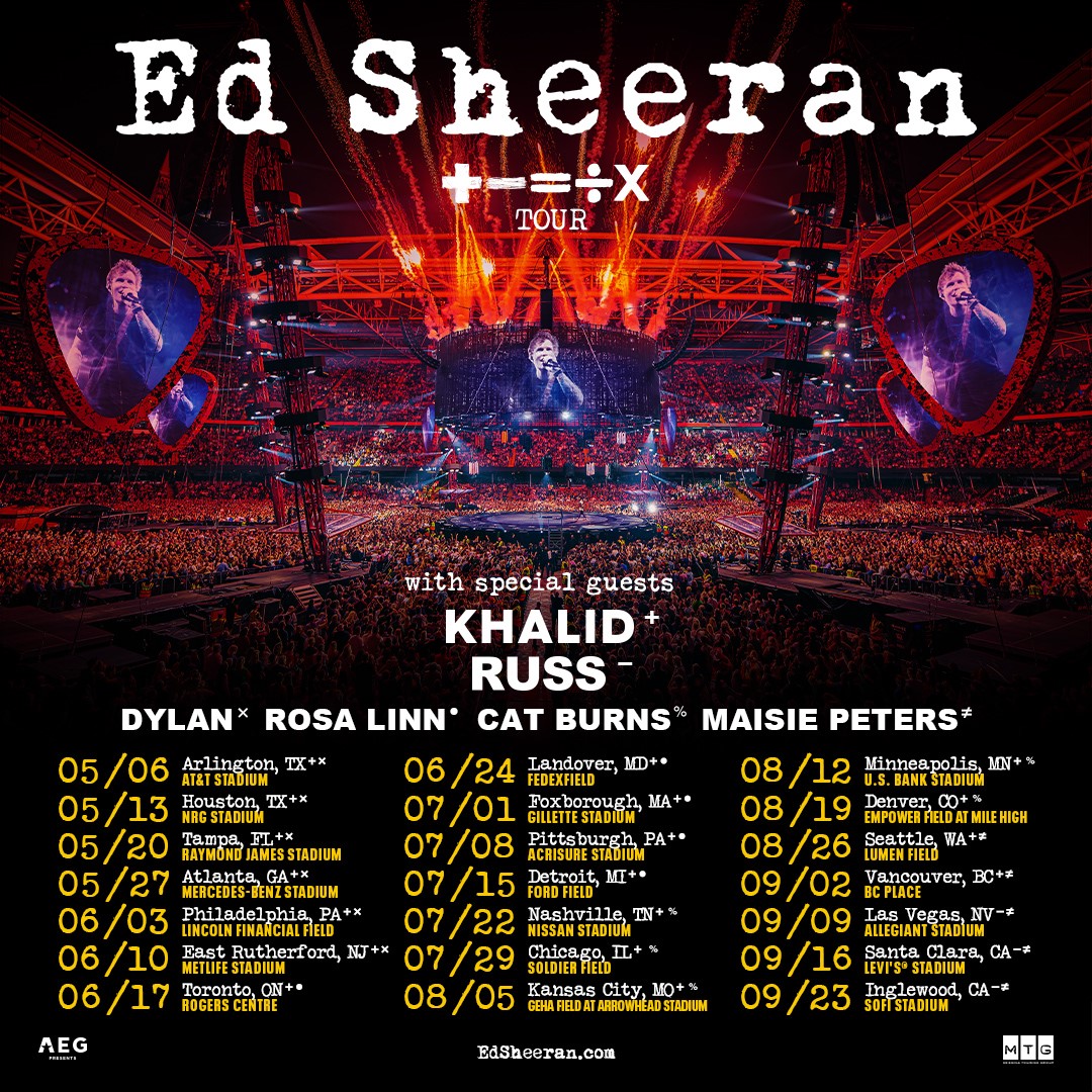 ED SHEERAN ANNOUNCES 2023 NORTH AMERICAN STADIUM TOUR