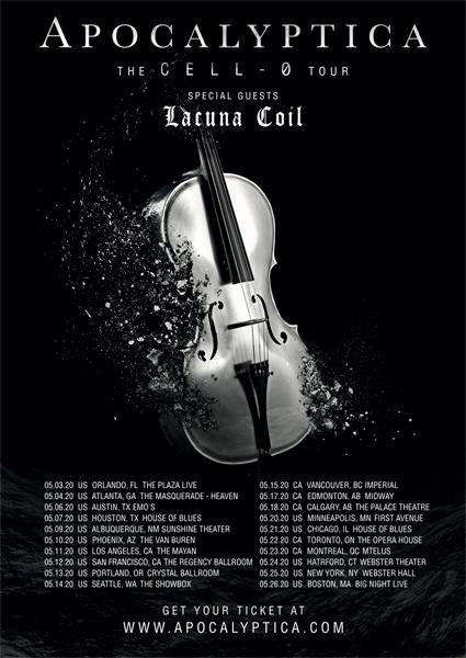 Apocalyptica Announce 2020 N.A. Tour