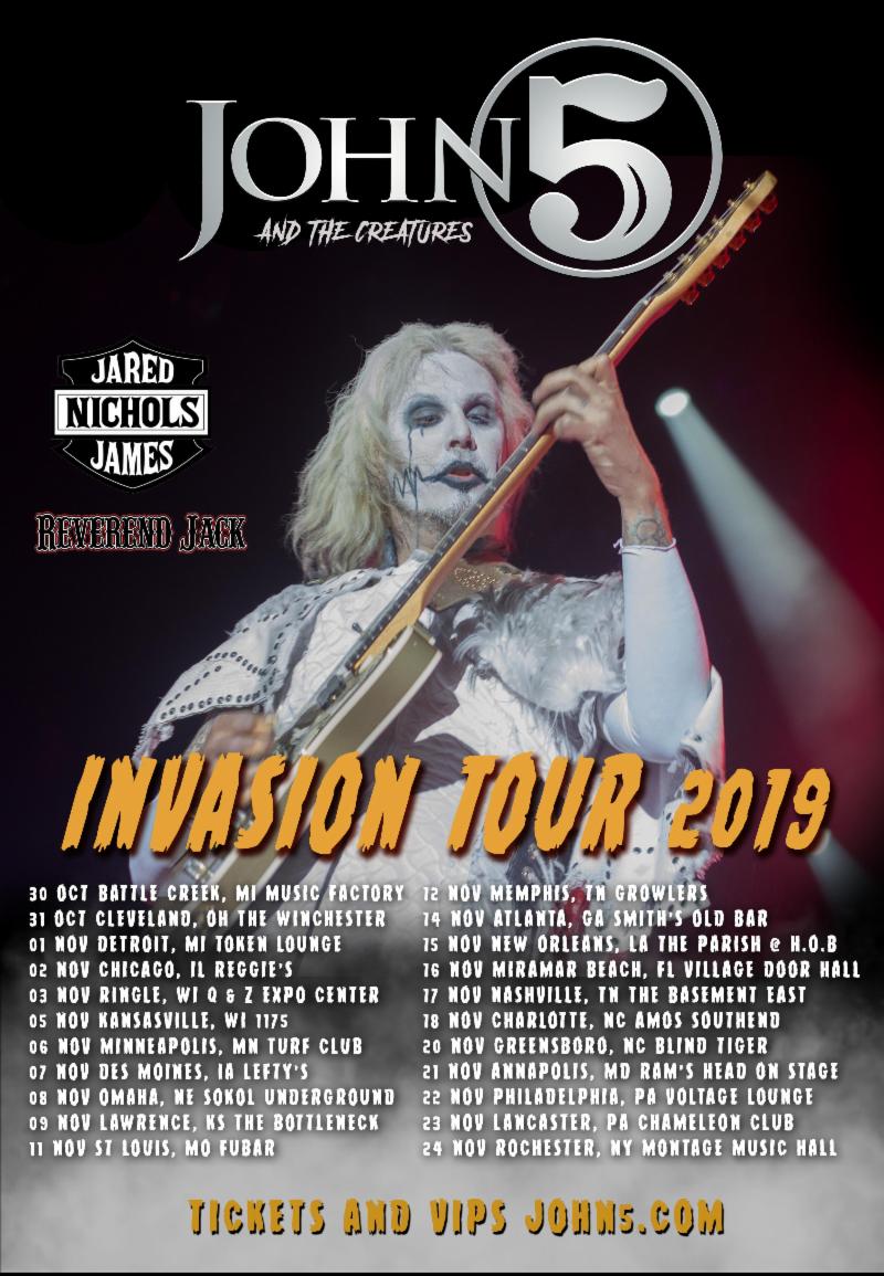 JOHN 5 and The Creatures Announce Second U.S. Leg of Their Invasion Tour