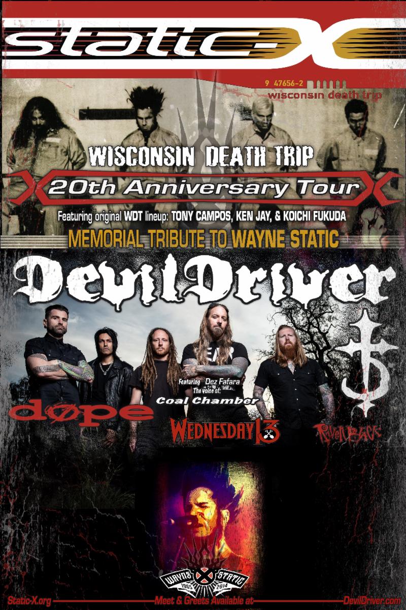 STATIC-X & DEVILDRIVER Announce WEDNESDAY 13 and RAVEN BLACK as Additional North American Tour Support