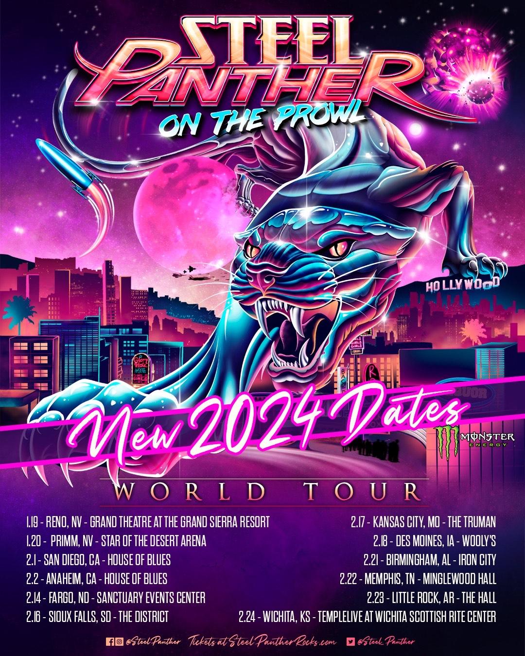 STEEL PANTHER Announce "ON THE PROWL TOUR 2024" Dates