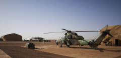 A Eurocopter Tiger (Eurocopter EC665 Tigre) helicopter  is seen at the French Military base in Gao, in northern Mali on November 8, 2019. - Thirteen soldiers from France's anti-terrorist Barkhane force in Mali were killed after two helicopters collided during an operation in the country's north, the French presidency said on November 26, 2019.
The accident occurred on November 25, 2019, while the forces were engaging jihadist fighters who have staged a series of deadly strikes in northern Mali in recent weeks, the Elysee Palace said. (Photo by MICHELE CATTANI / AFP)