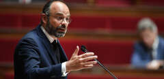 French Prime Minister Edouard Philippe presents his plan to exit from the lockdown at the National Assembly in Paris, Tuesday, April 28, 2020. French Prime Minister Edouard Philippe has outlined a stringent plan to fight coronavirus in France by automatically testing everyone who's come in contact with someone infected with COVID-19. (David Niviere, Pool via AP)/PAR107/20119528986339/POOL IMAGE/2004281645