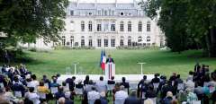 Emmanuel Macron face aux 150 membres de la Convention citoyenne pour le climat à l'Elysée, le 29 mai 2020.
