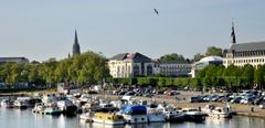 France, region of Pays de La Loire, Loire-Atlantique department, Nantes city, boats moored on canal of Saint-Felix.