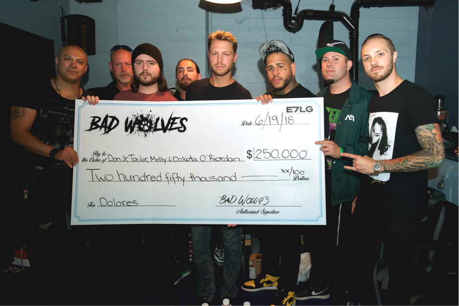Dolores O'Riordan's children presented with 0,000 cheque by Bad Wolves