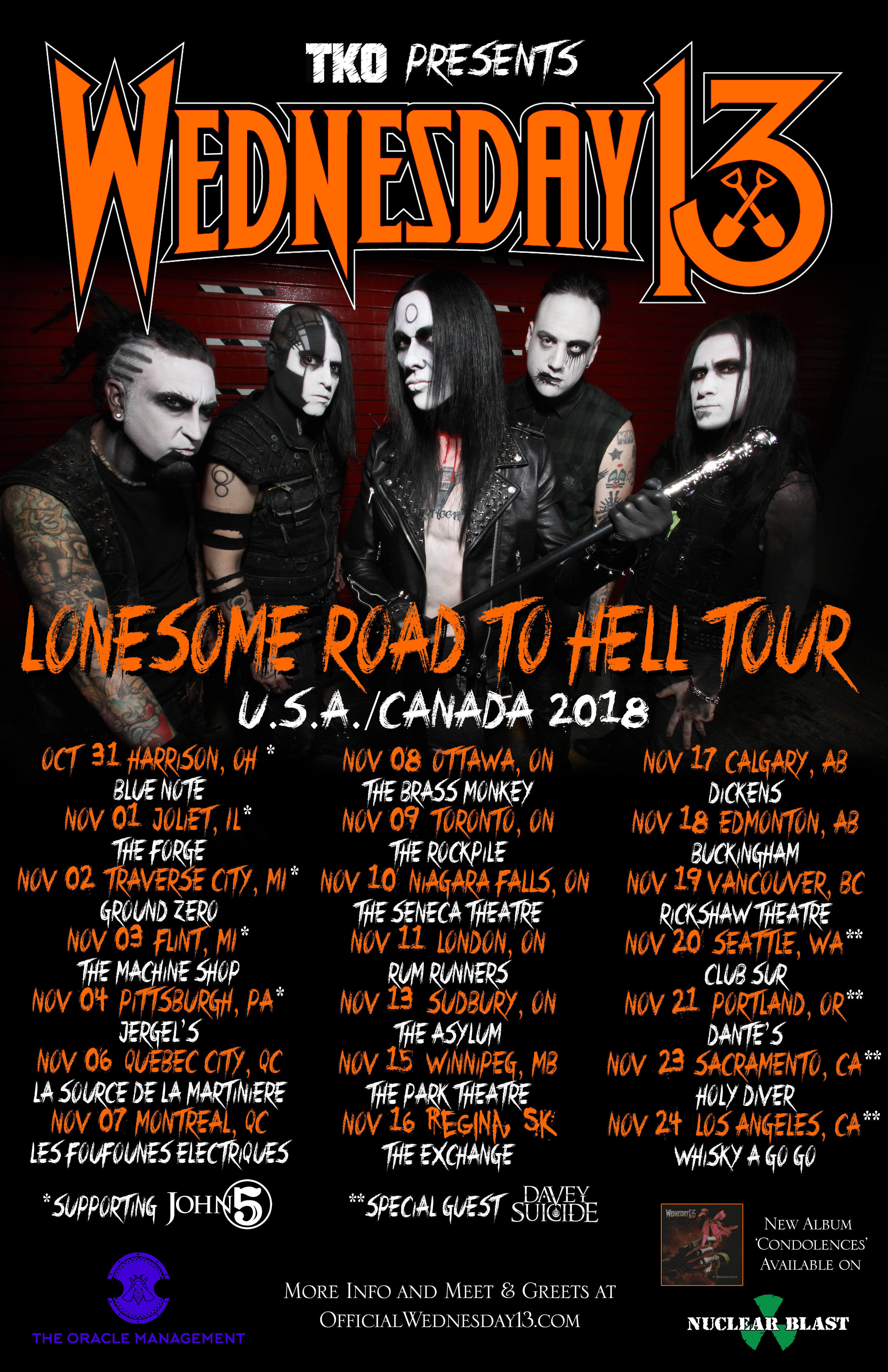 WEDNESDAY 13 announces North American tour dates