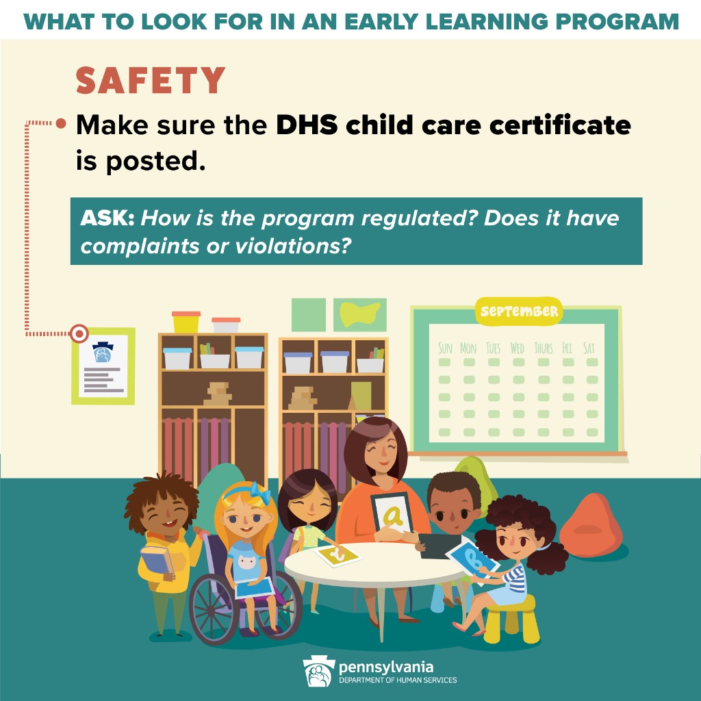 Make sure the DHS child care certificate is posted.