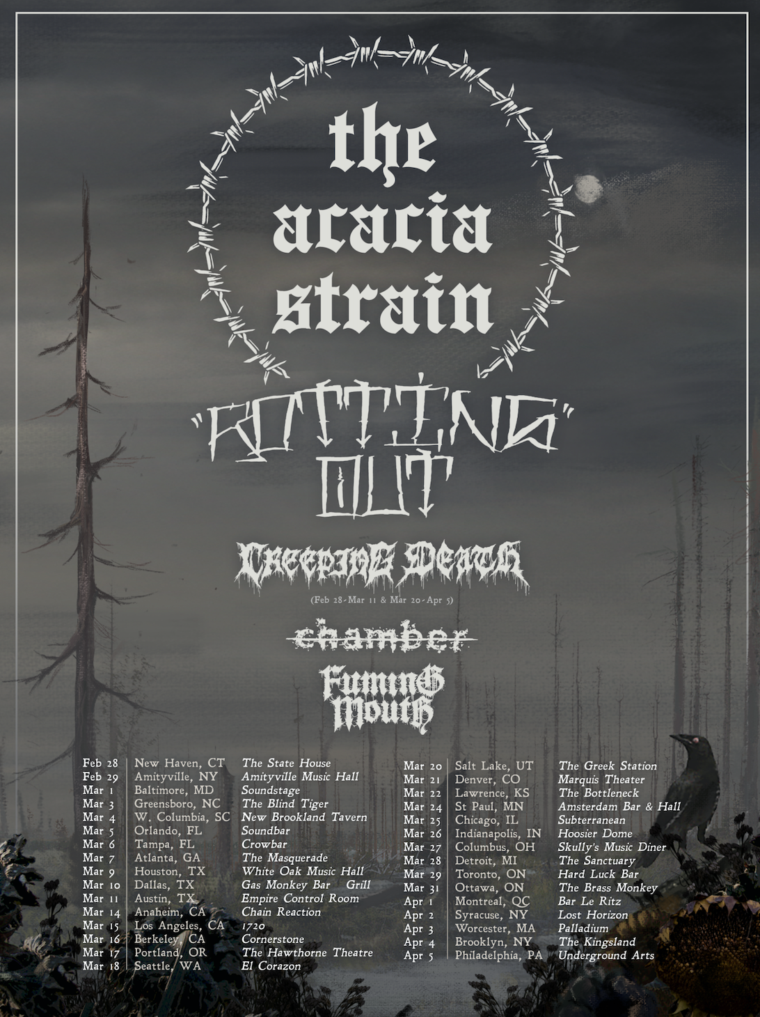 The Acacia Strain Announce Winter 2020 Headline Tour With Rotting Out, Creeping Death, + More
