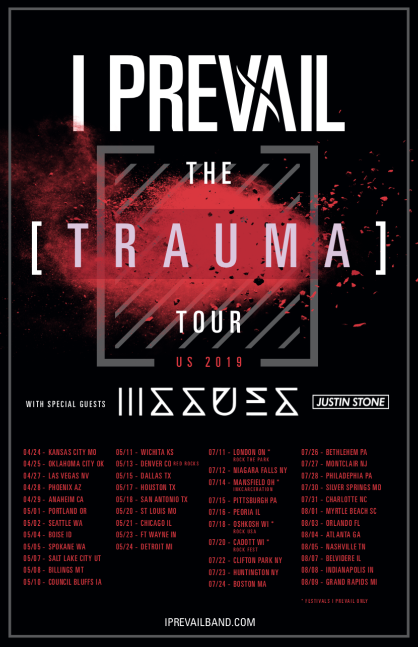 I Prevail Announce Spring + Summer 2019 Tour Plans; New Album "Trauma" Out March 29