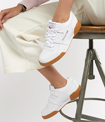 Reebok Workout Plus White Trainers With Gum Sole